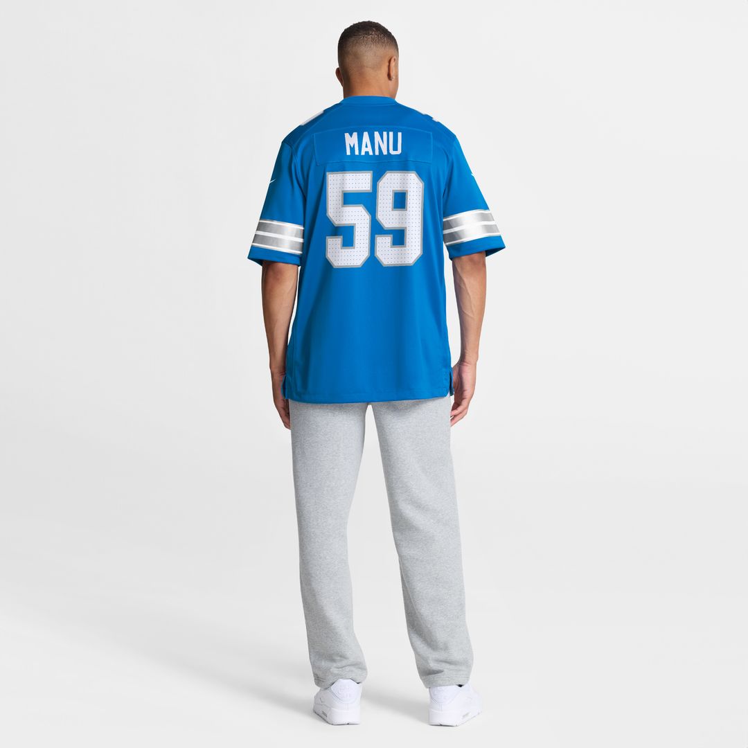 Giovanni Manu Detroit Lions Nike Team Game Jersey - Blue