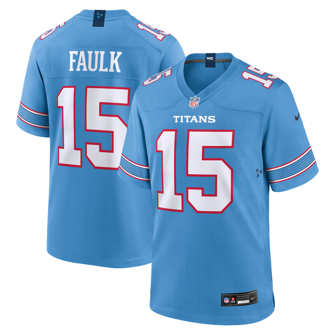 Keldric Faulk Tennessee Titans Nike 2026 NFL Draft First Round Pick No.31 Game Jersey - Light Blue