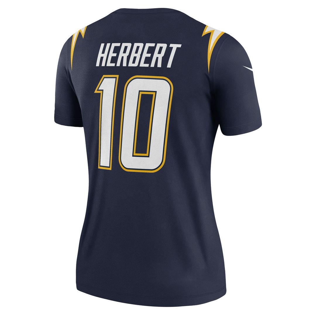 Justin Herbert Los Angeles Chargers Nike Women's Alternate Charger Power Legend Player Performance Top - Gold