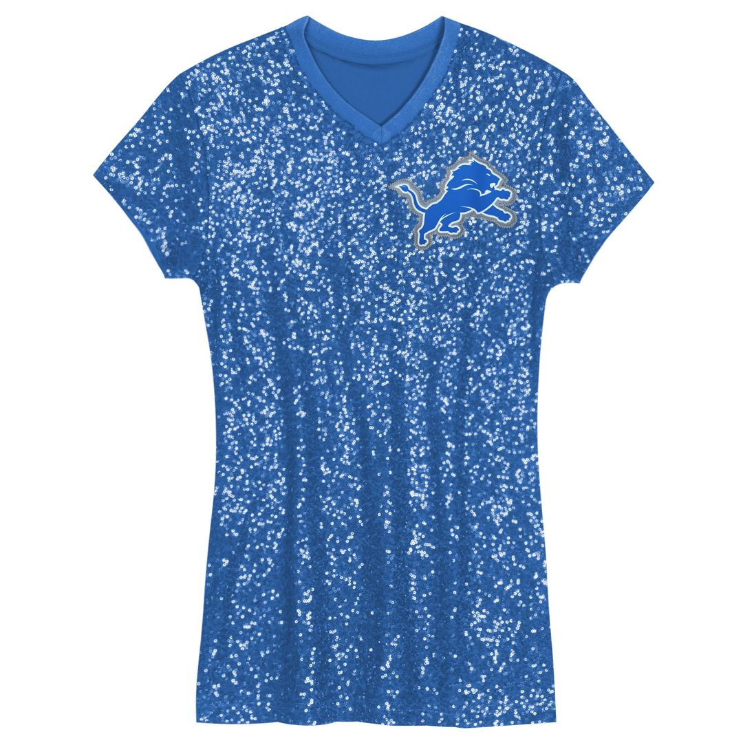 Aidan Hutchinson Detroit Lions Girls Youth Sequin Player Name & Number V-Neck Dress - Blue
