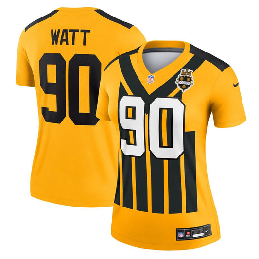 T.J. Watt Pittsburgh Steelers Nike Women's Alternate 1933 Throwback Legend Player Performance Top - Gold