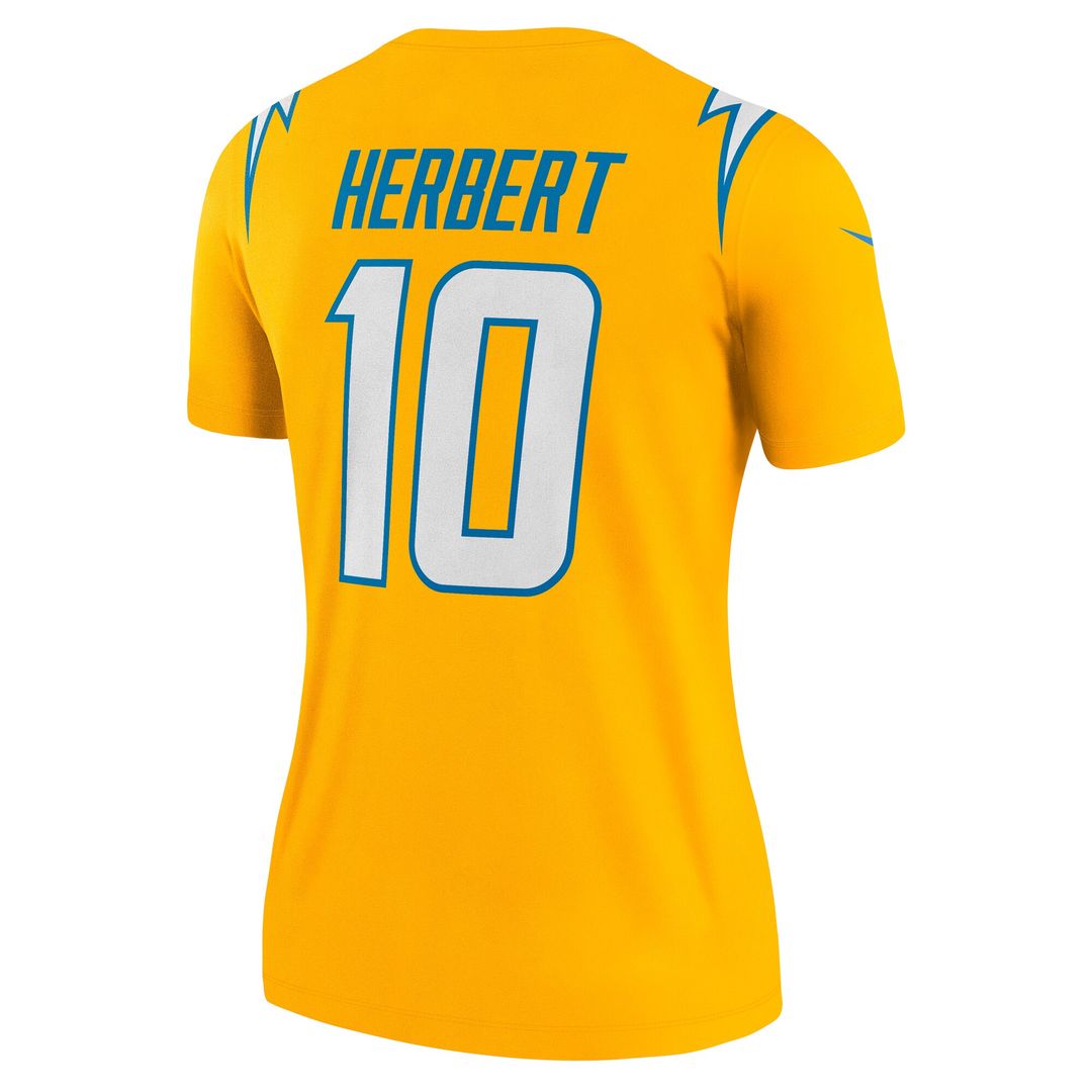 Justin Herbert Los Angeles Chargers Nike Women's Alternate Super Chargers Legend Player Performance Top - Navy