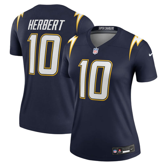 Justin Herbert Los Angeles Chargers Nike Women's Alternate Super Chargers Legend Player Performance Top - Navy