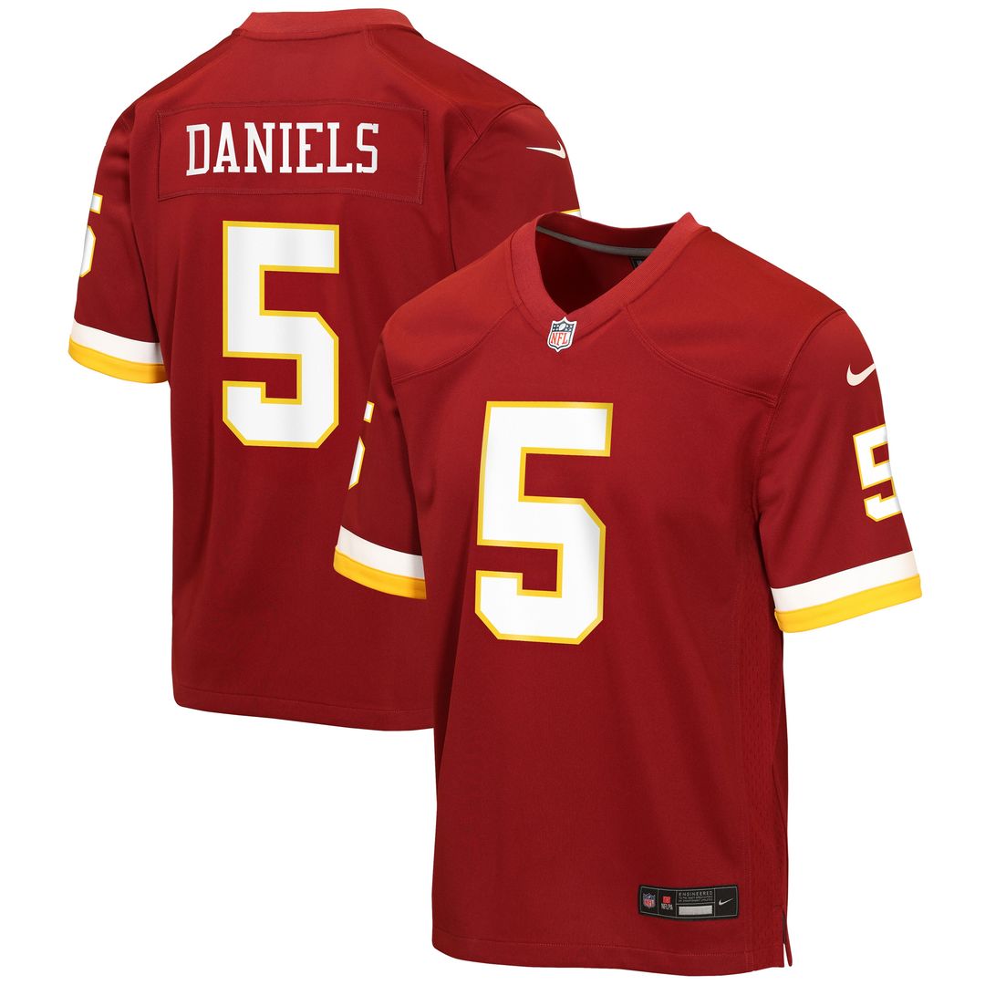 Jayden Daniels Washington Commanders Nike Youth Hail Raiser Alternate Game Jersey - Black
