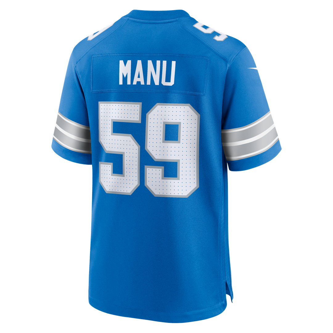 Giovanni Manu Detroit Lions Nike Team Game Jersey -  Blue
