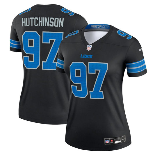 Aidan Hutchinson Detroit Lions Nike Women's Alternate Legend Player Performance Top -  Black