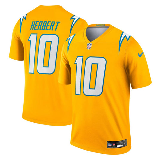 Justin Herbert Los Angeles Chargers Nike Alternate Charger Power Legend Player Performance Top - Gold